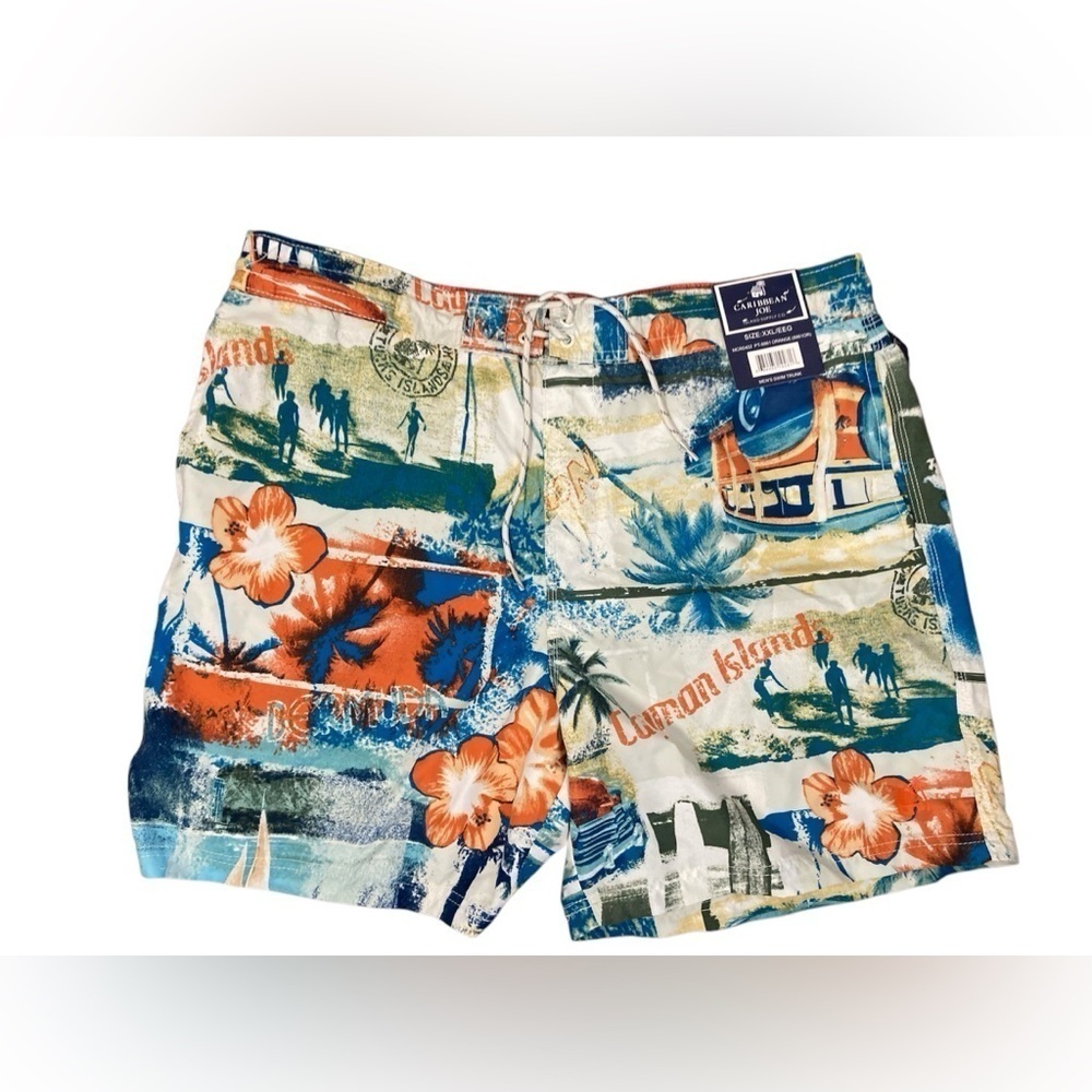 Caribbean Joe Mens Swim Trunks Shorts 2XL Lined Vacation Caribbean UPF 50 NWT